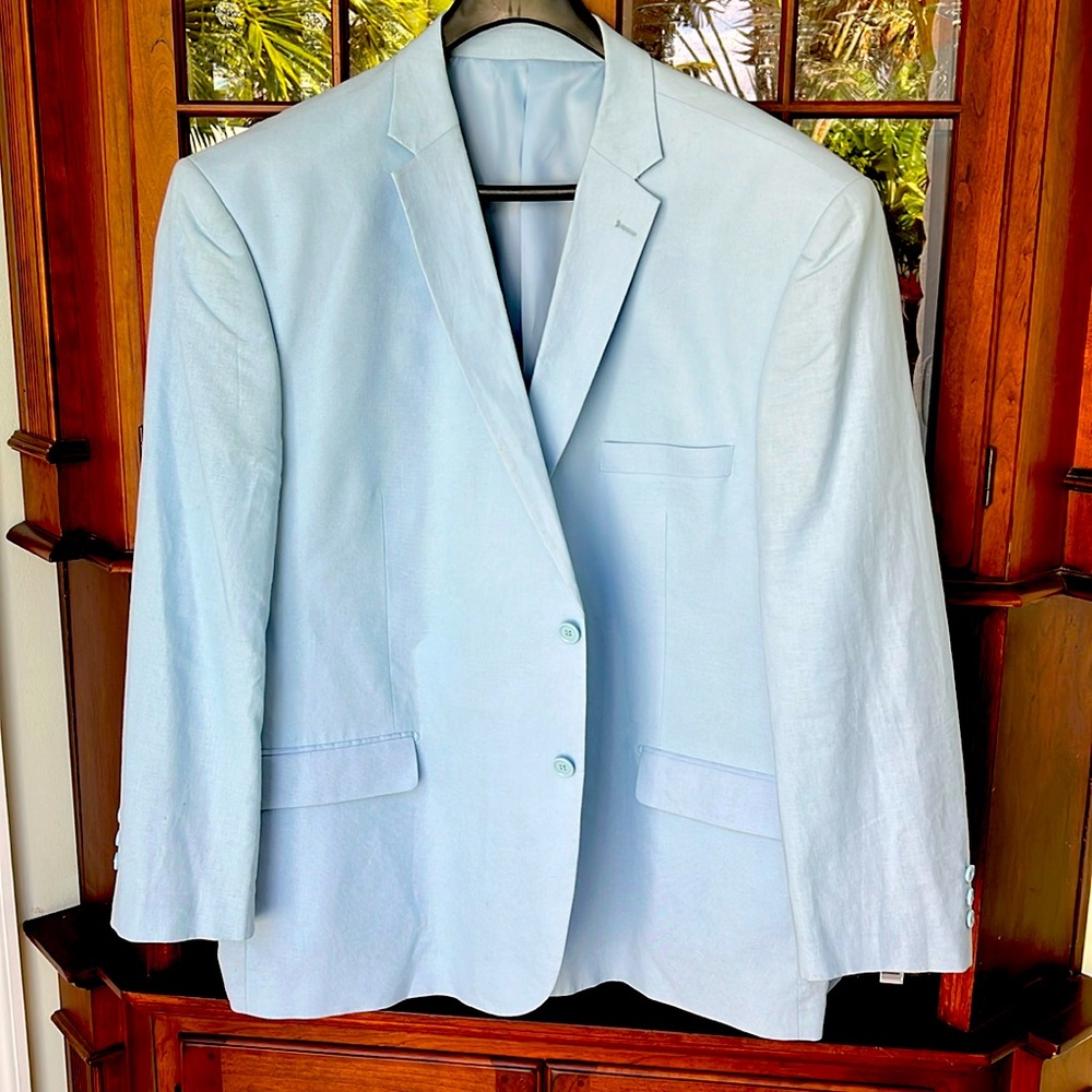 Sky Blue Sport Coat with Notch Lapel Lightweight Fabric